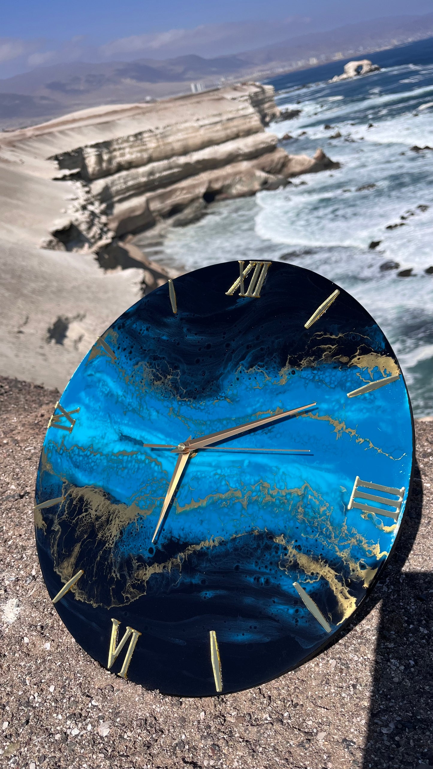 Reloj Abstracto Negro Turquesa✨