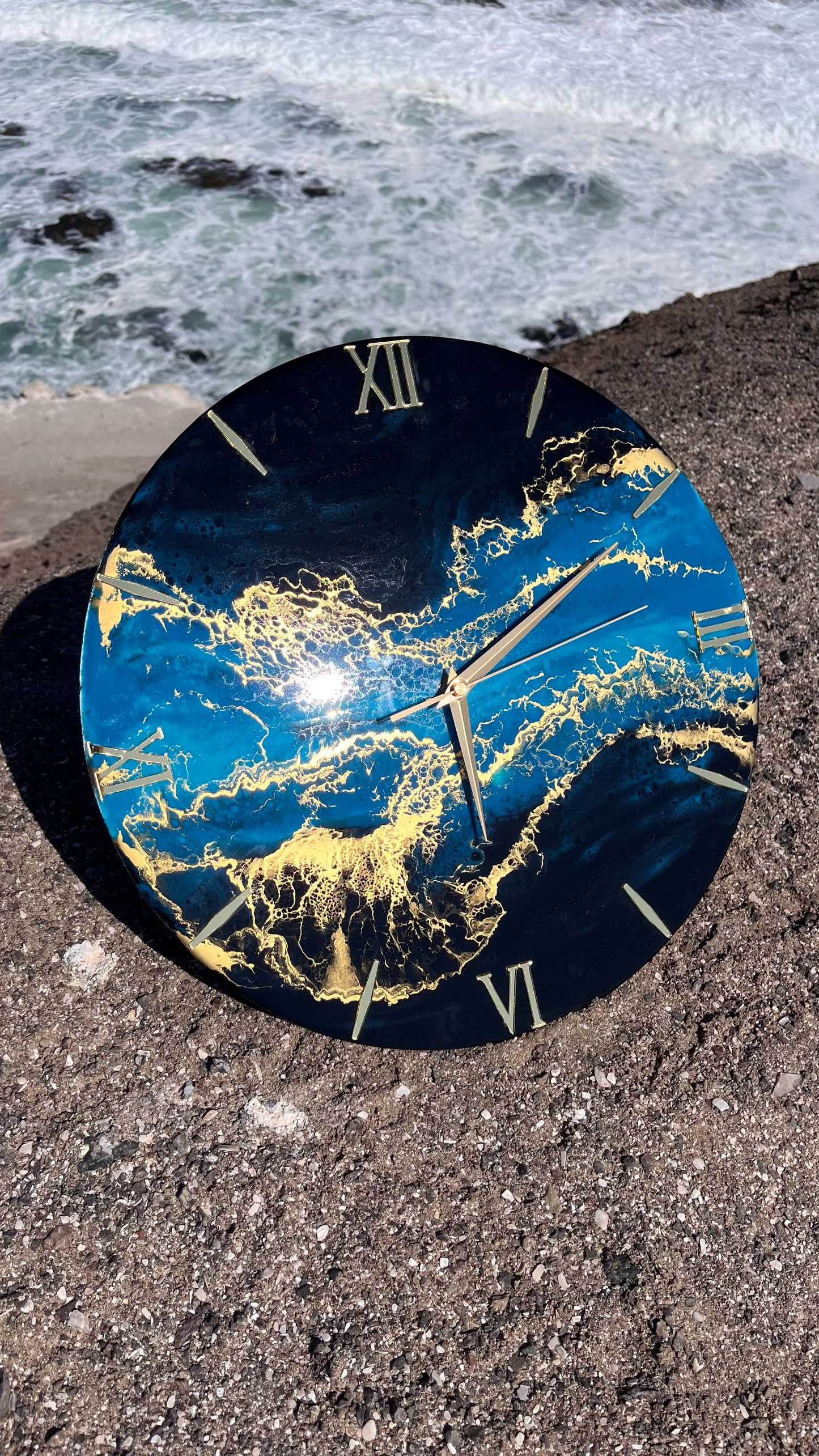 Reloj Abstracto Negro Turquesa✨